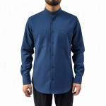 Hakim Yaka  %100 Pamuk Gömlek - Lacivert